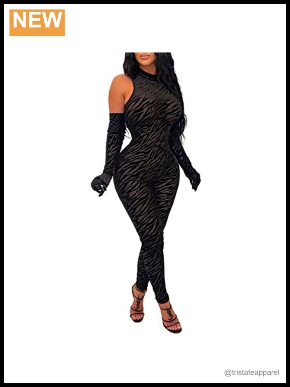 Women's Velvet Mesh Bodycon Jumpsuit with Gloves Club Party